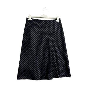 Philosophy di Alberta Ferretti Gray Wool Striped Midi Skirt,‎ Size 44 Italy/US8